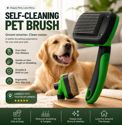Self-Cleaning Deshedding Brush for Dogs & Cats