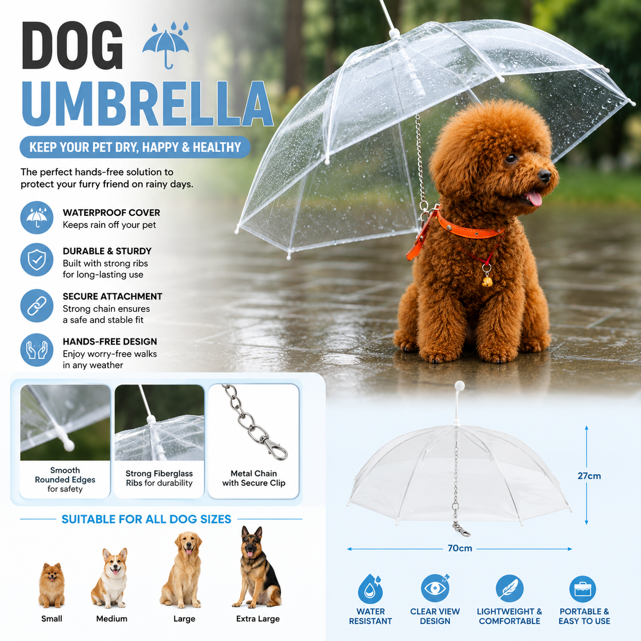 Pet Umbrella - Keeps Your Pet Dry in The Rain